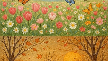 Seasonal Colouring Sheets: Spring & Autumn Themes